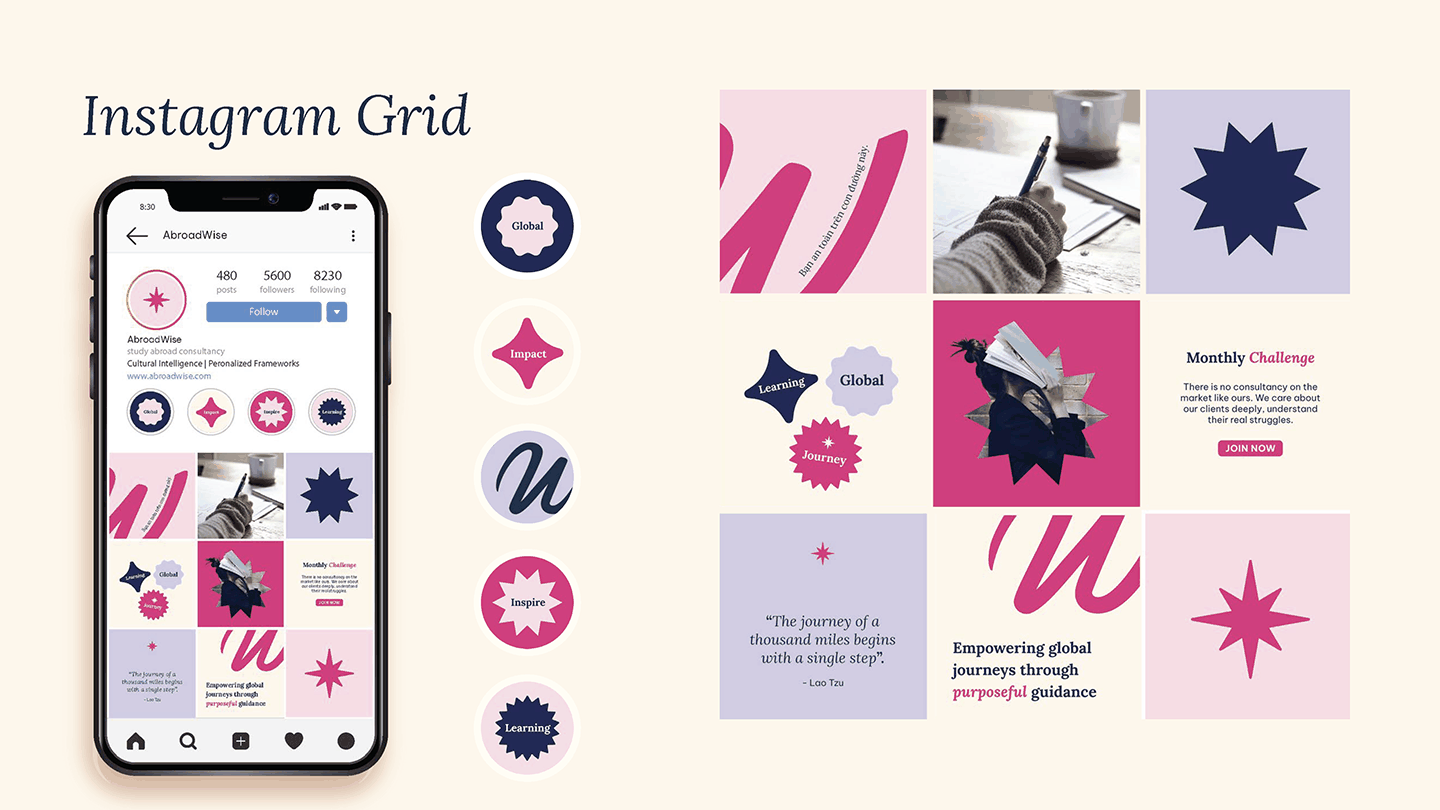 Instagram grid and story highlight concepts