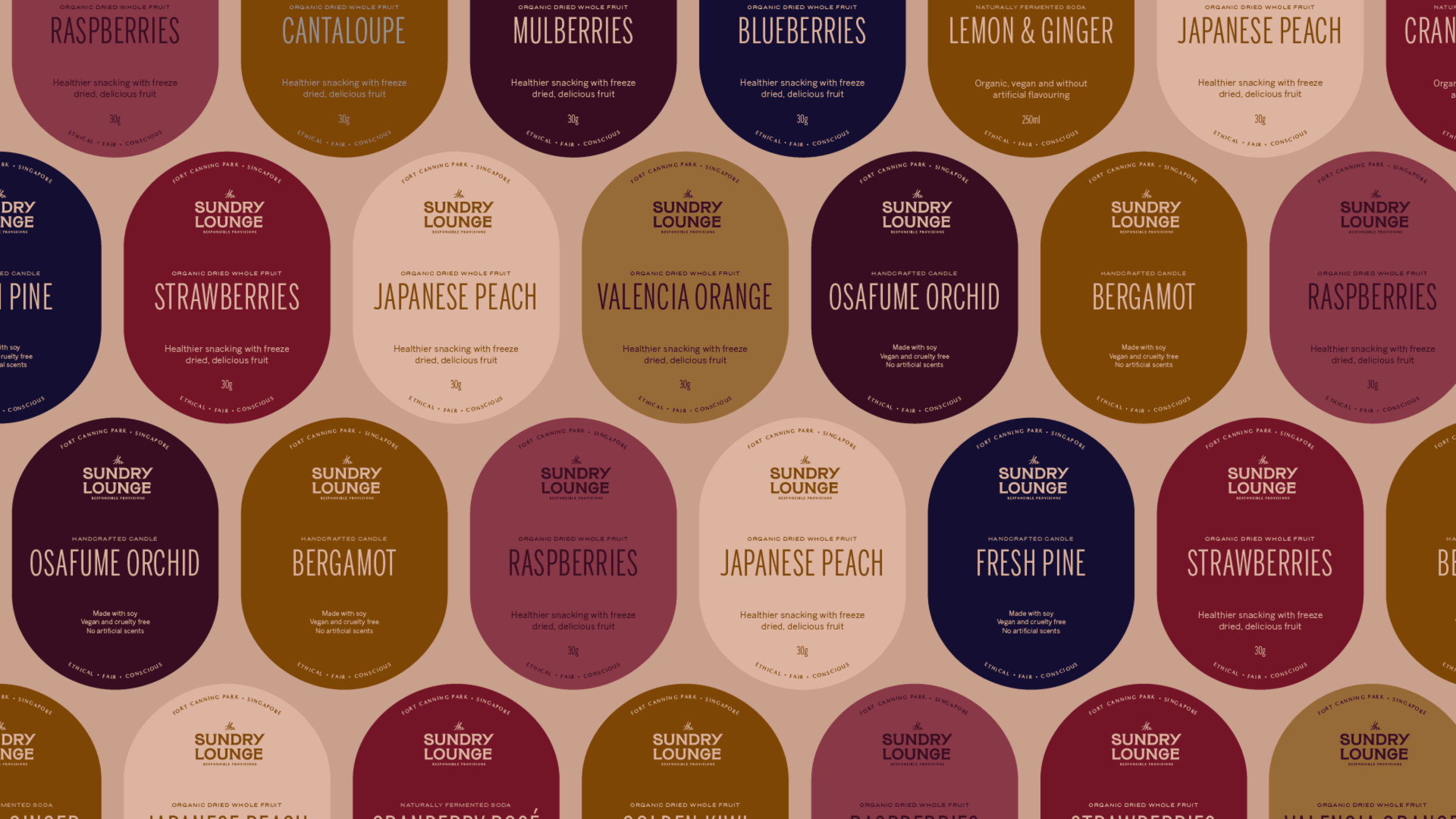 Colour variations across food, drinks and home products.