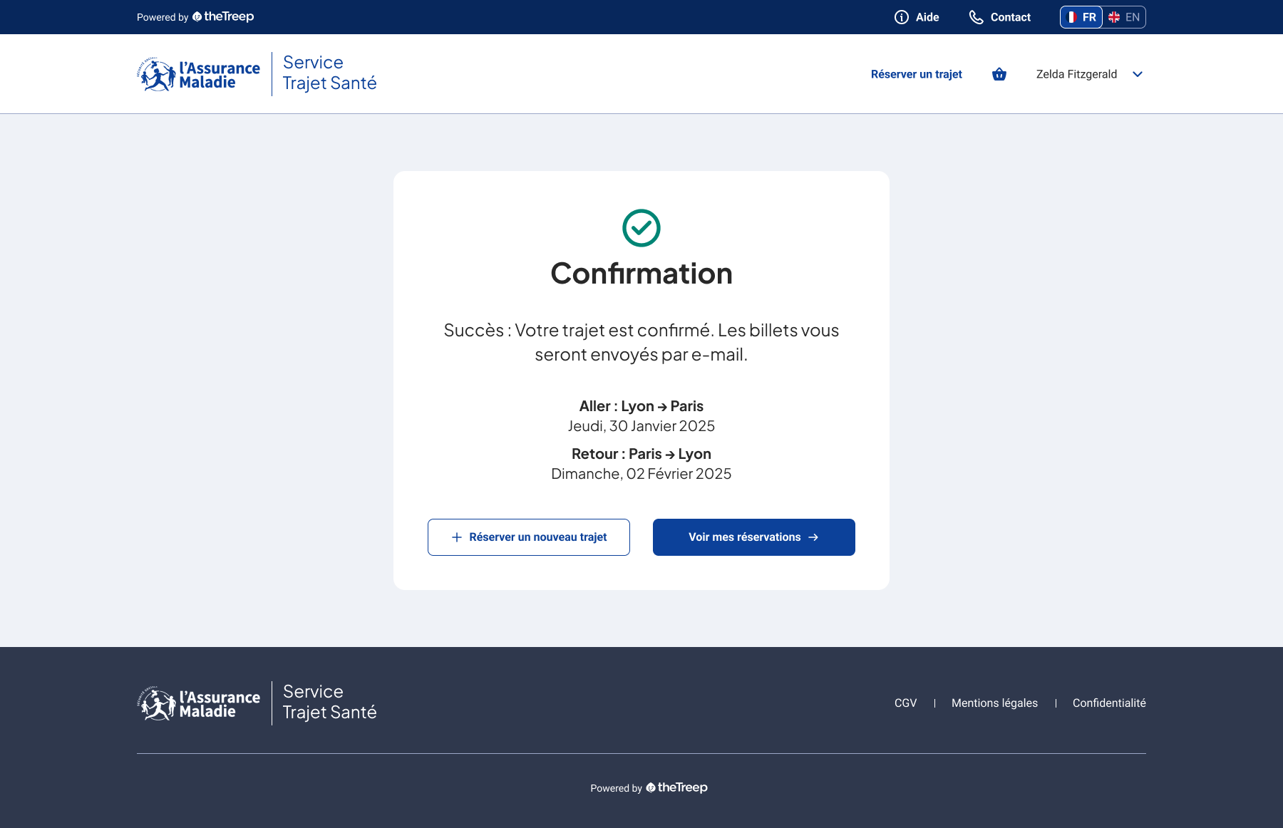 Successful booking confirmation