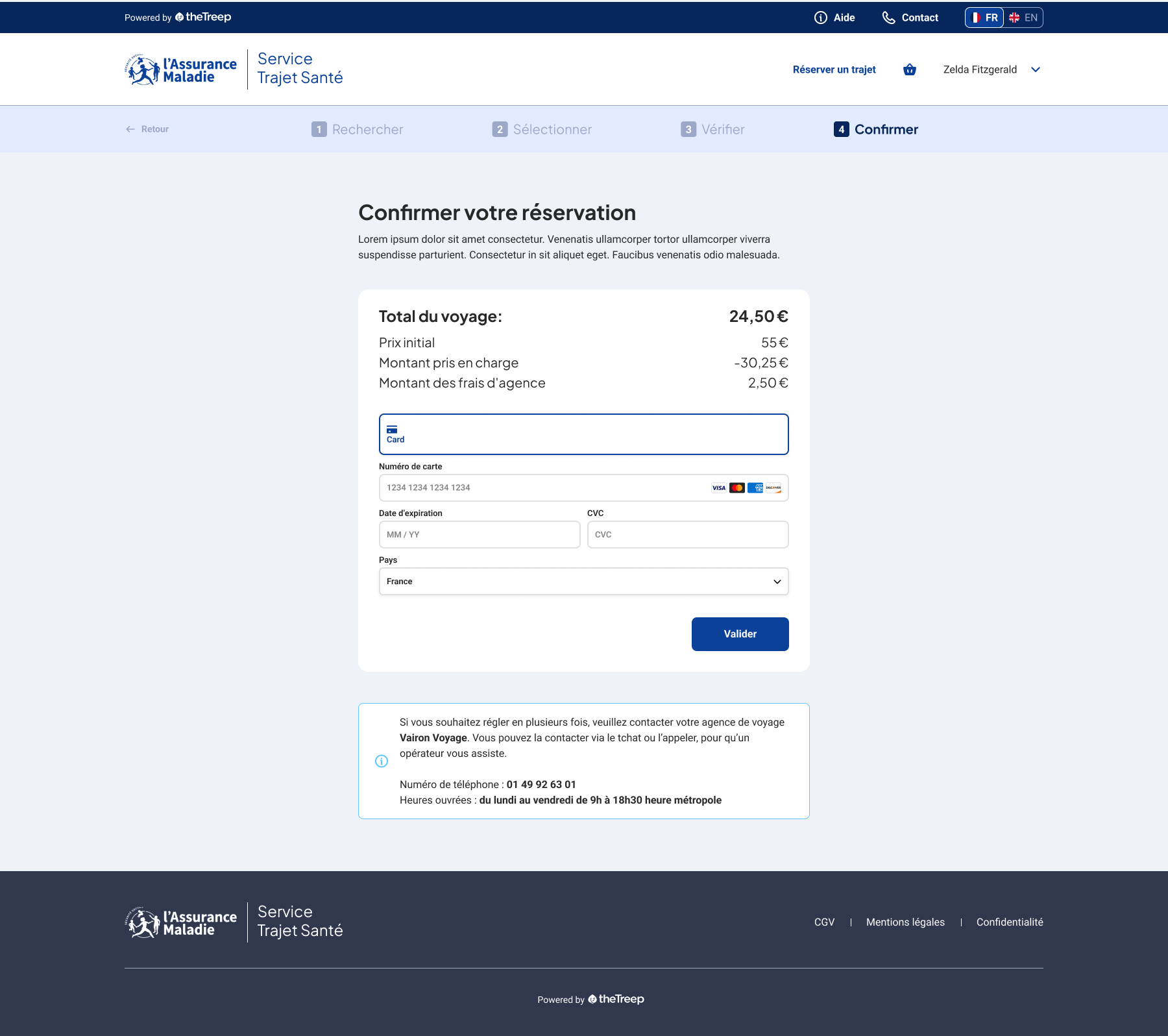 Payment and cost breakdown
